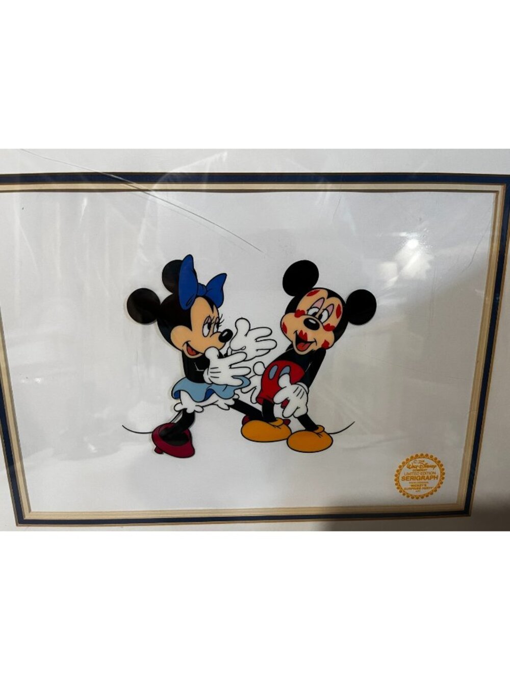 Disney Mickey's Surprise Party LE Serigraph Framed matted w cert 21" x 18"